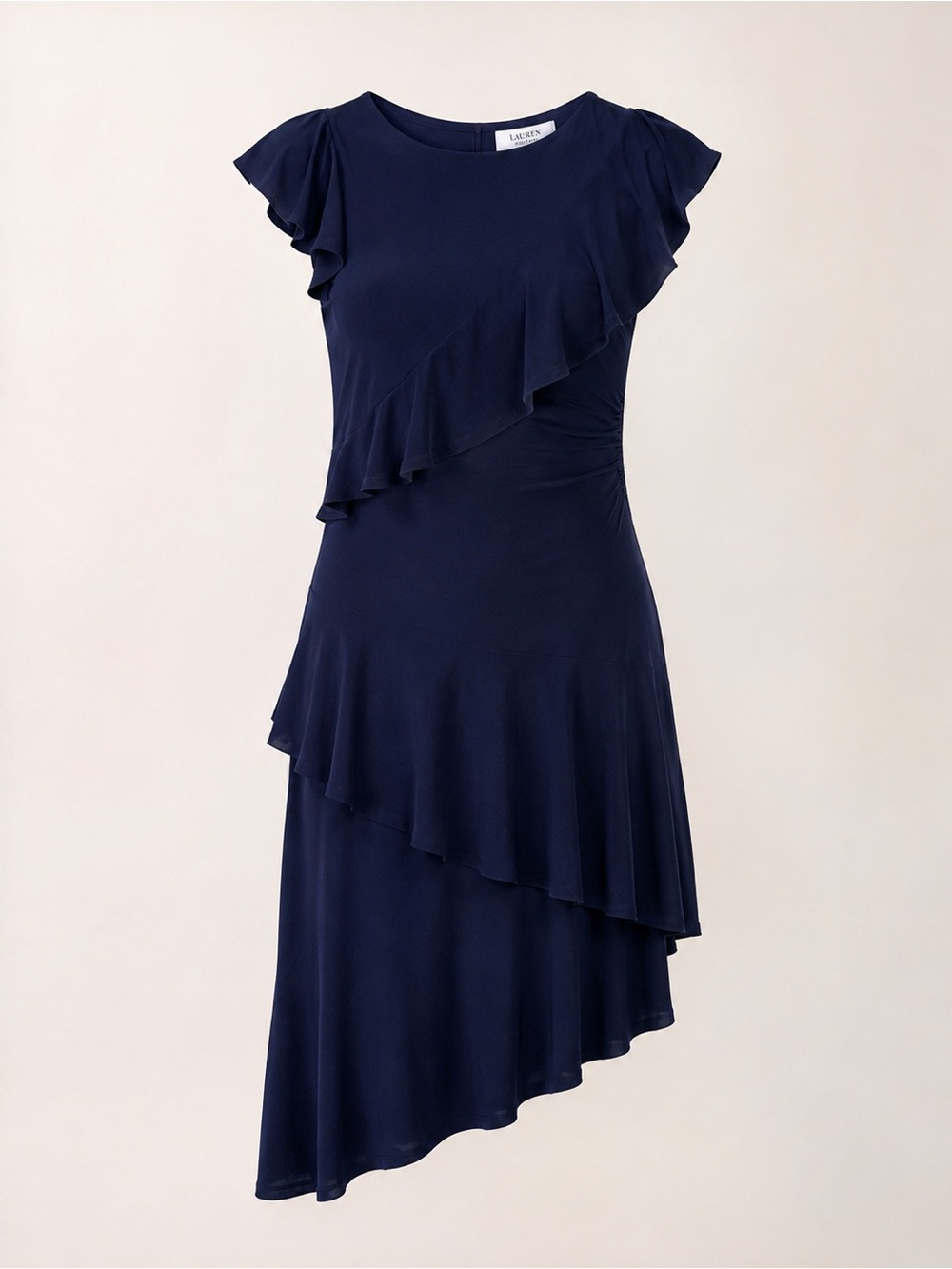 Joseph Ribkoff Navy Asymmetrical Ruffle Tiered Cocktail Dress Size 4